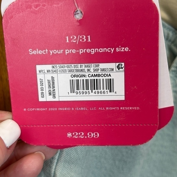 Isabel Maternity Midi Jean W/Crossover Panel Short size-12/31 NWT - Picture 5 of 10